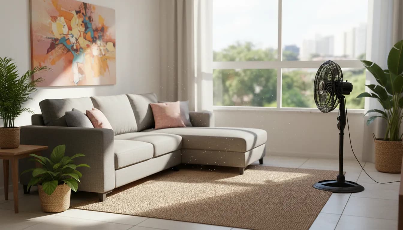 Qual ventilador de coluna tem melhor eficiência energética por m³ de ar movimentado?